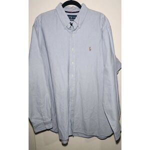 Ralph Lauren Men's XXL Light Blue Classic Fit Chambray Button Down Shirt Preppy